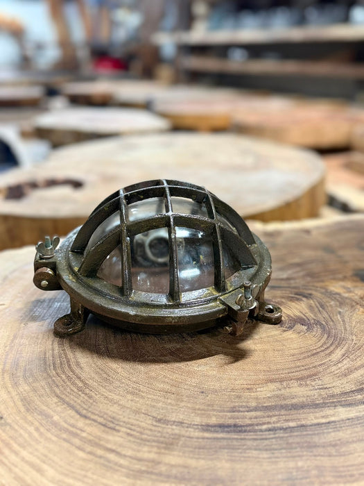 Salvaged Iron Round Bulkhead light