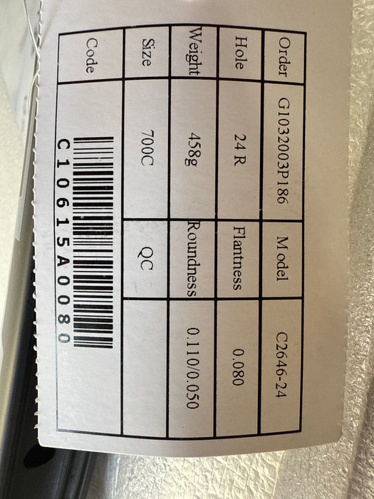 BORG45C 700c 45mm deep 26mm wide carbon rims Black 24 hole (Disc brake)Rear