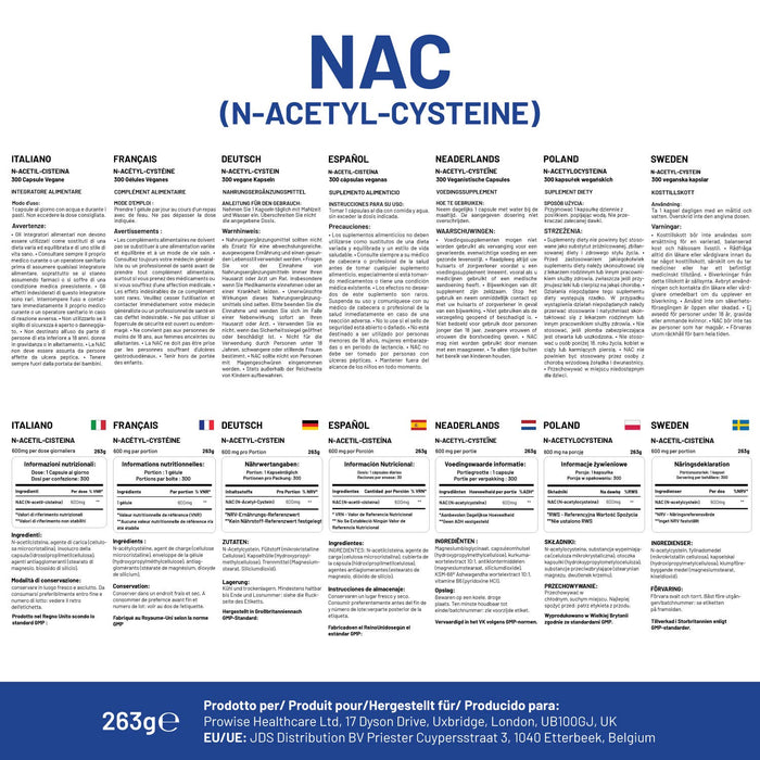 Vegan N-Acetyl-Cysteine (NAC) Nutritional Supplements 600mg