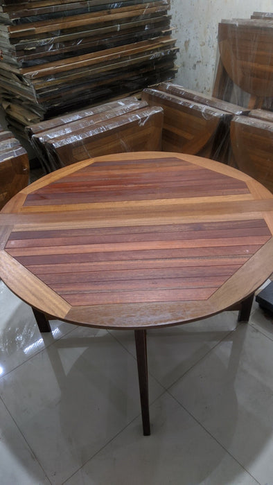 Reclaimed Bengkirai & Momala Folding Table — Round, 1.2m Diameter