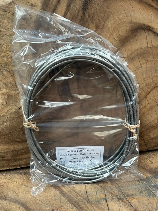 NISSEN 5mm Stainless Brake Outer w/liner for Brake, CLEAR PER METRE