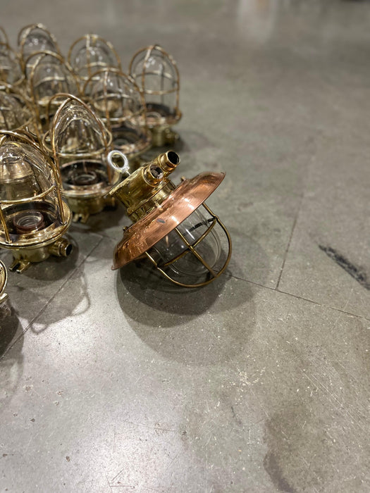 Brass Passage Light with copper shade Model 8