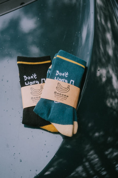 Don't Worry Sock Vintage Teal Edition