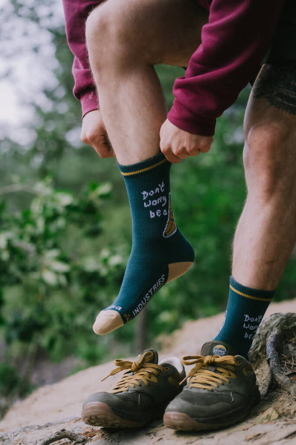 Banana Don't Worry Sock, Vintage Teal