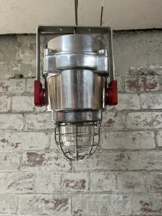 Salvaged Aluminium Beacon / Passageway Light with small cage