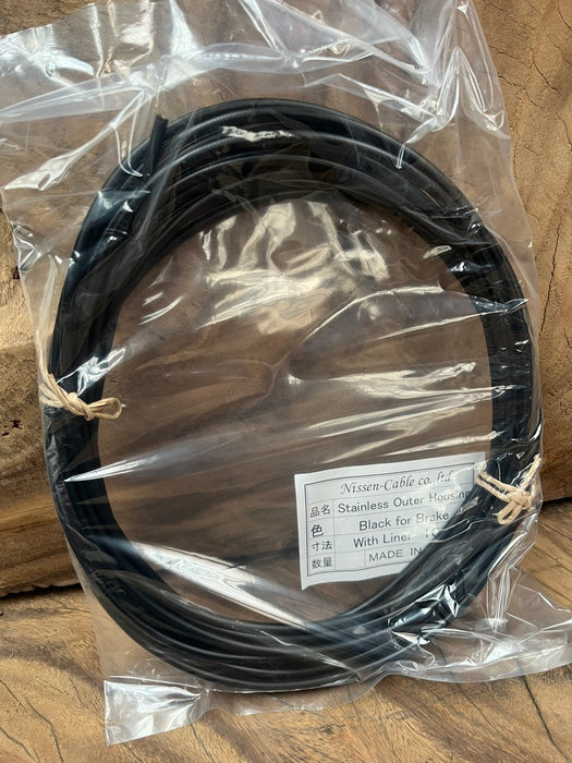 NISSEN 5mm Stainless Brake Outer w/liner, BLACK PER METRE
