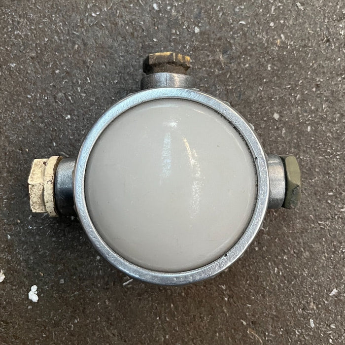 Salvaged Mini Marine Bulkhead Light, Polished Aluminium with Glass Dome