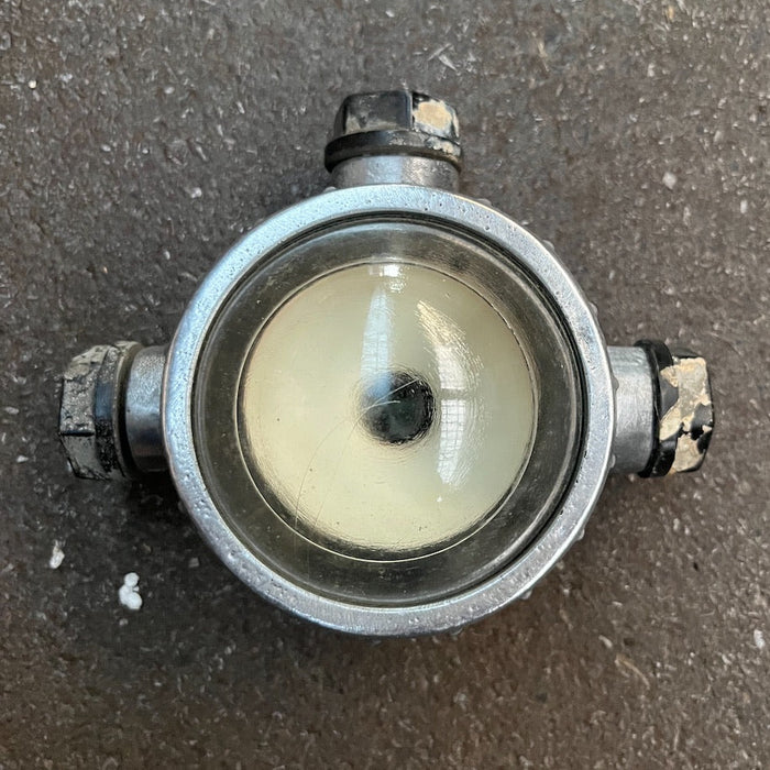 Salvaged Mini Marine Bulkhead Light, Polished Aluminium with Glass Dome