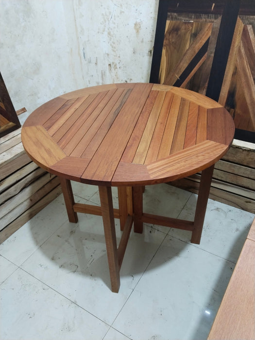 Reclaimed Bengkirai & Momala Folding Table — Round, 90cm Diameter