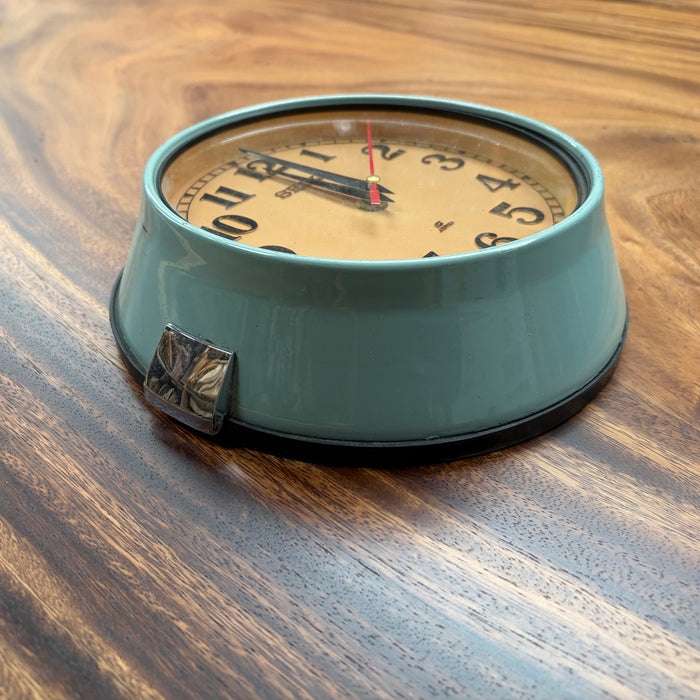 Seiko Salvaged Ships Cabin Clock – Original Paint Teal (Coffee Face)