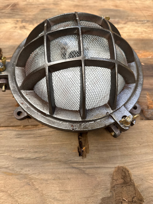 IRON BULKHEAD LIGHT with brass butterfly screws