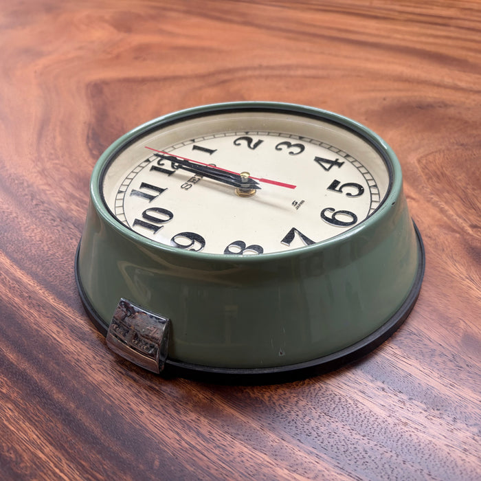Seiko Salvaged Ships Cabin Clock – Original Paint Green (White Face)