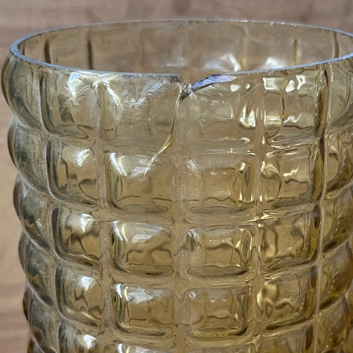 Salvaged Kokosha Double Brass Wall Light with Textured Amber Glass