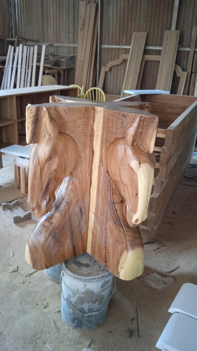 Trembesi Wood carved  horse table base 001