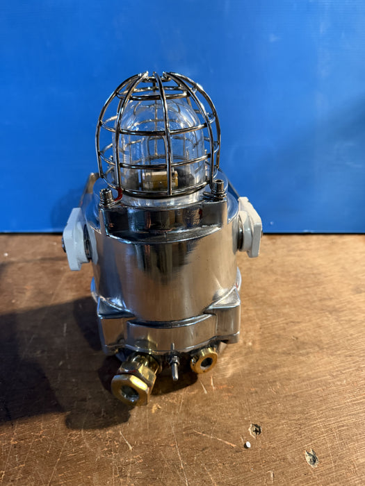 Salvaged Aluminium Beacon / Passageway Light with small cage