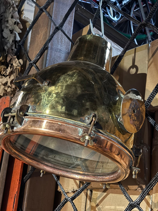 Salvaged Brass Dome Pendant Cargo Light