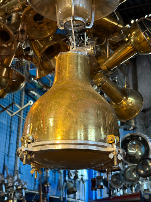 Salvaged Brass Pendant Light with Aluminium no cage