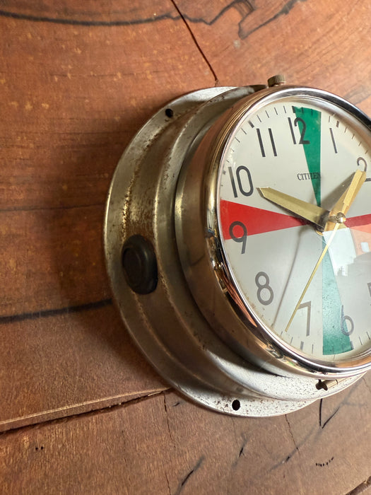 Citizen Maritime Radio Dial Green/Red Vintage Clock Polished Marine Salvage
