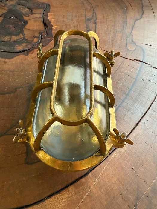 Salvaged Brass oval bulkhead Wall Or Ceiling Light