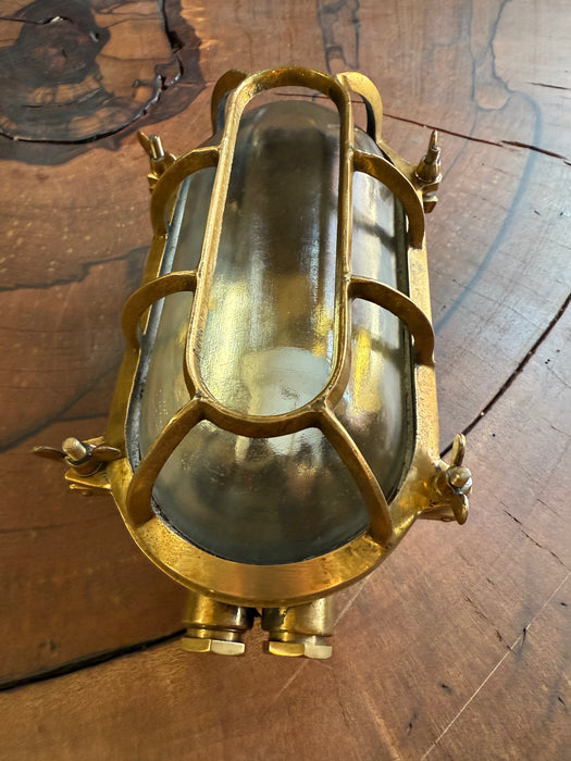 Salvaged Brass oval bulkhead Wall Or Ceiling Light