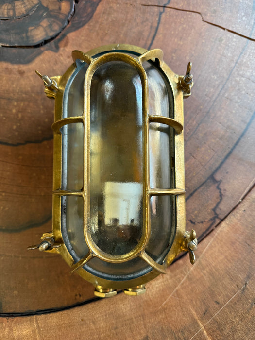 Salvaged Brass oval bulkhead Wall Or Ceiling Light