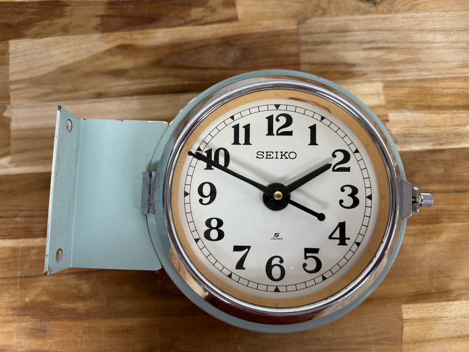 Seiko Salvaged Ships Double Clock Original Paint Green White Face