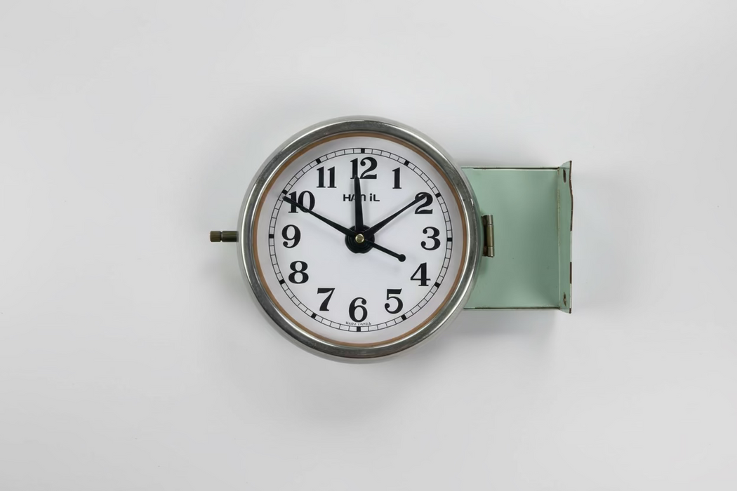 Hanil Salvaged Ships Double Clock – Original Paint Green White Face
