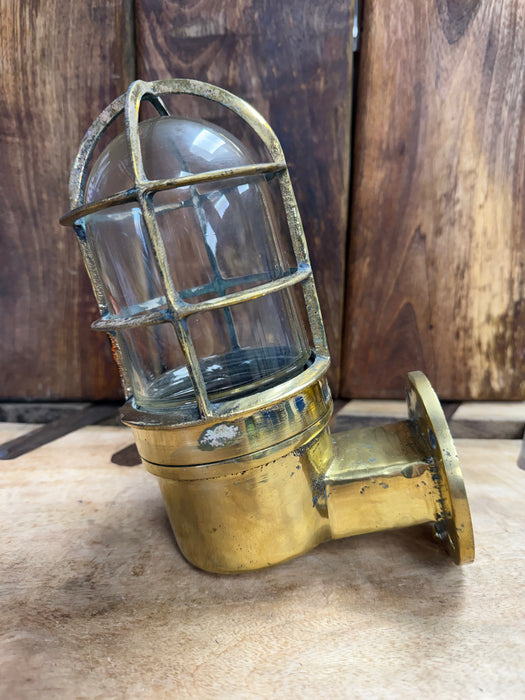 Salvaged Dae Yang Brass Passage Light 90 Degree Wall Mounted