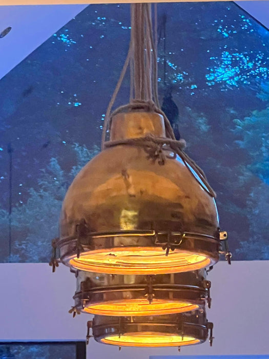 Salvaged Brass Dome Pendant Cargo Light