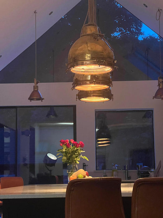 Salvaged Brass Dome Pendant Cargo Light