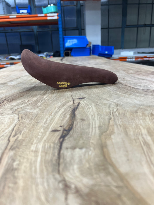 KASHIMAX Saddle AERO AX-4A Padded, Suede Brown, Black Base, CP Rail