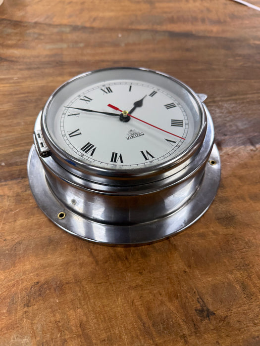 SALVAGED BRASS VIKING IVER WEILBACH SHIPS MARINE NAVIGATION RADIO CLOCK