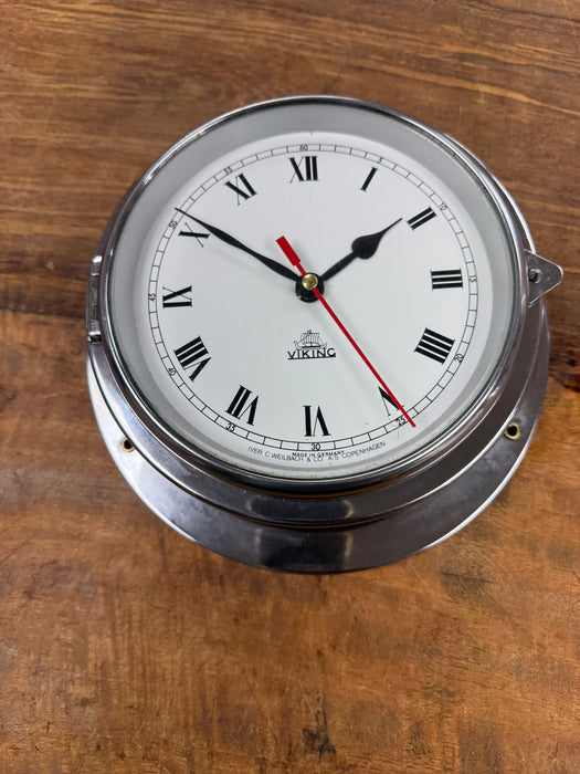 SALVAGED BRASS VIKING IVER WEILBACH SHIPS MARINE NAVIGATION RADIO CLOCK