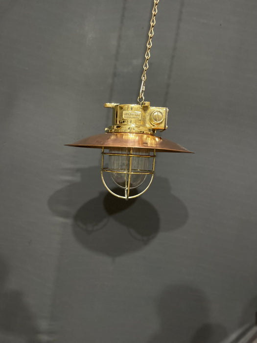BRASS PASSAGE LIGHT BY KOKOSHA WITH COPPER SHADE Model 7
