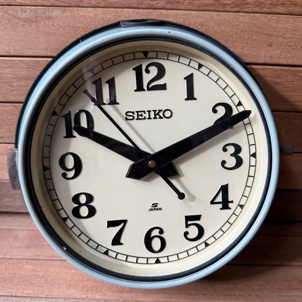 Seiko Salvaged Ships Cabin Clock – Original teal Paint White Face Black Hands