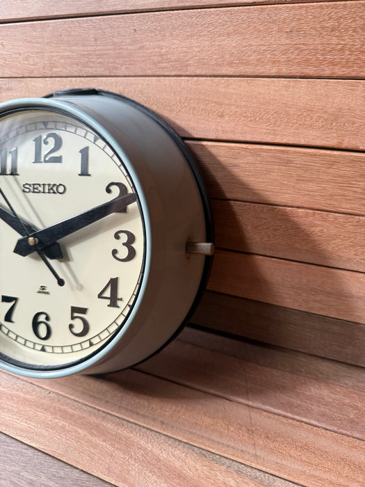 Seiko Salvaged Ships Cabin Clock – Original teal Paint White Face Black Hands