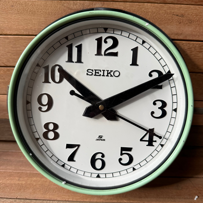 Seiko Salvaged Ships Cabin Clock – Original Green Paint White Face Black Hands