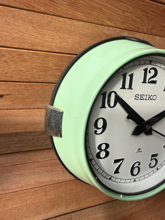 Seiko Salvaged Ships Cabin Clock – Original Green Paint White Face Black Hands