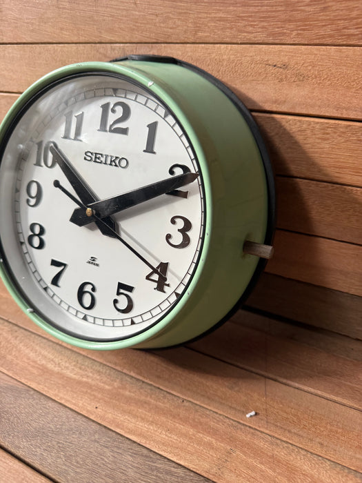 Seiko Salvaged Ships Cabin Clock – Original Green Paint White Face Black Hands
