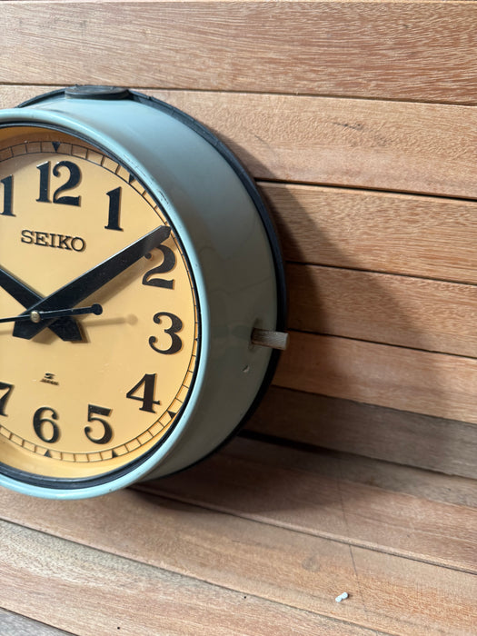 Seiko Salvaged Ships Cabin Clock – Original Teal Paint Cream Face Black Hands