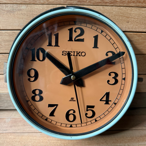 Seiko Salvaged Ships Cabin Clock – Original Green Paint Coffee Face Black Hands