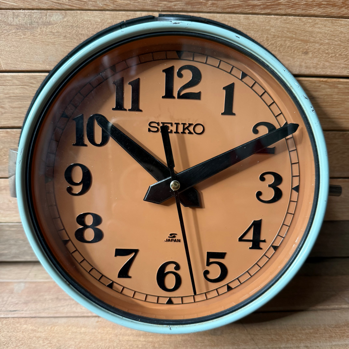 Seiko Salvaged Ships Cabin Clock – Original Green Paint Coffee Face Black Hands