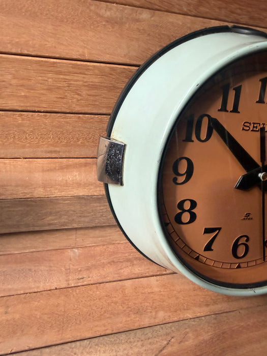 Seiko Salvaged Ships Cabin Clock – Original Green Paint Coffee Face Black Hands