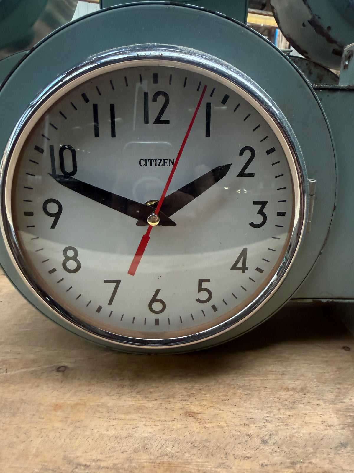 Original Vintage Citizen Style Double Sided Clock Dark Green