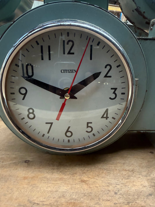 Original Vintage Citizen Style Double Sided Clock Dark Green