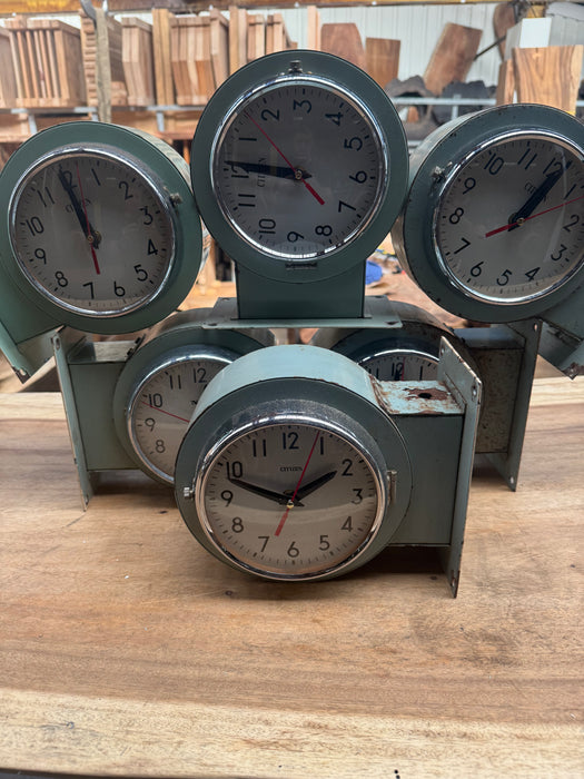 Original Vintage Citizen Style Double Sided Clock Dark Green