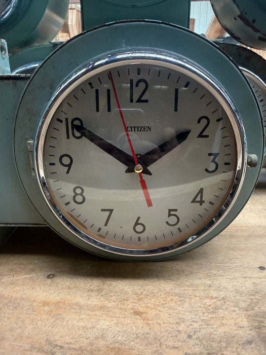 Original Vintage Citizen Style Double Sided Clock Dark Green