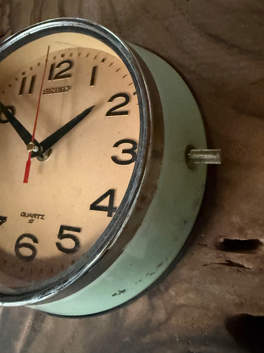 Reclaimed Seiko ships wall clock with chrome finish
