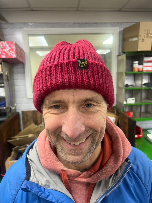 Wild Roots Luxury British Wool Beanie Cherry - Handcrafted in Nottingham FINAL CLEARANCE