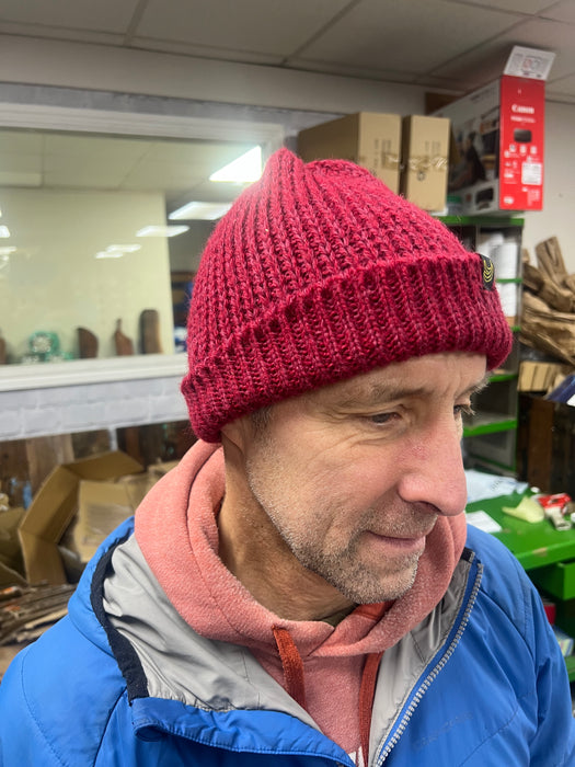 Wild Roots Luxury British Wool Beanie Cherry - Handcrafted in Nottingham FINAL CLEARANCE